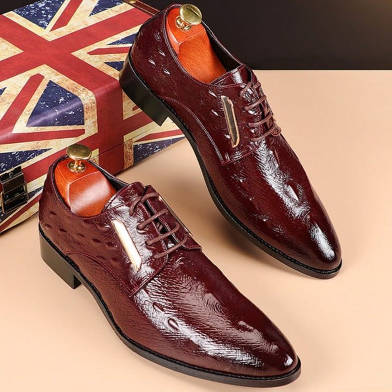 Sapatos Formais Masculinos Com Borla E Cadarço Para Vestido Casamento - Vermelho