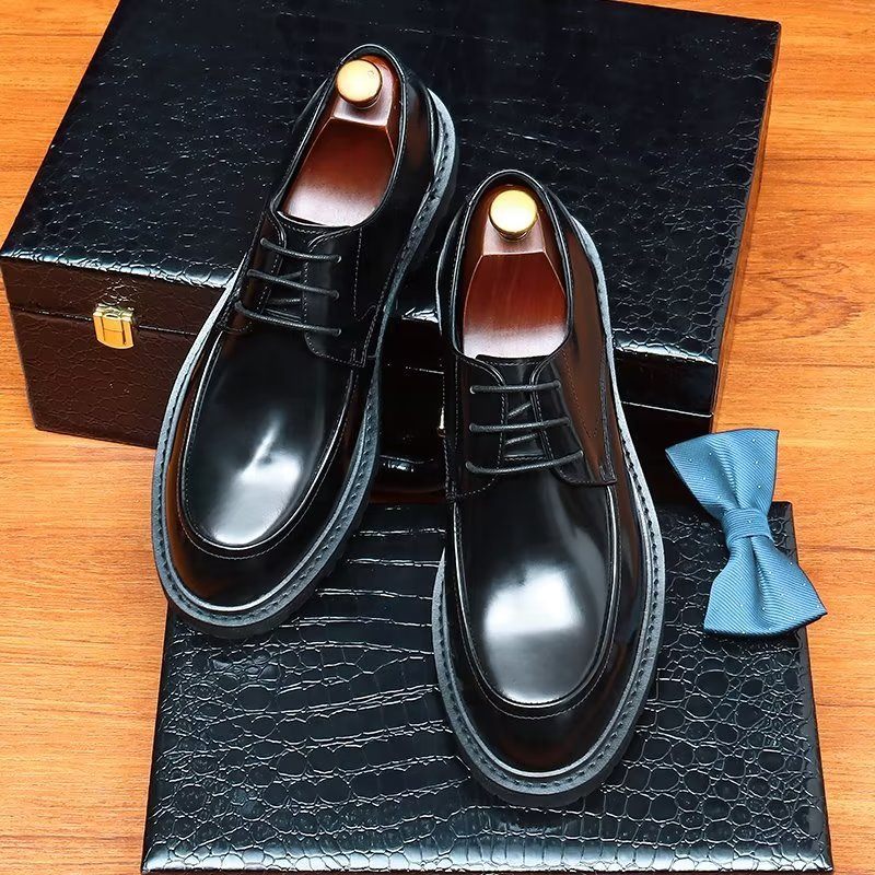 Sapatos Formais Masculinos Com Cadarço Derbies - Preto