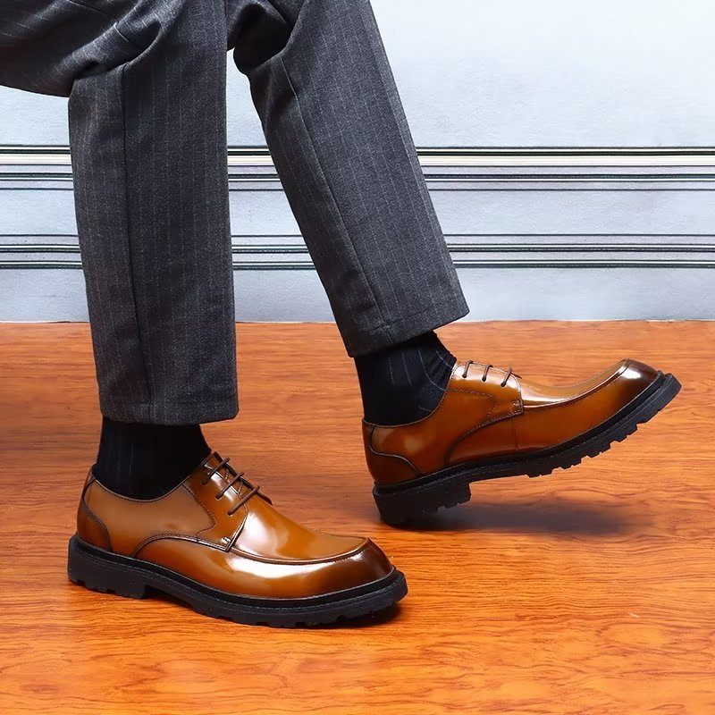 Sapatos Formais Masculinos Com Cadarço Derbies - Marrom