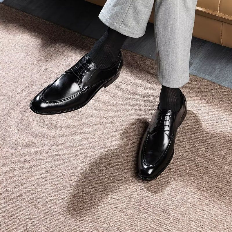 Sapatos Formais Masculinos Com Cadarço Derbies - Preto