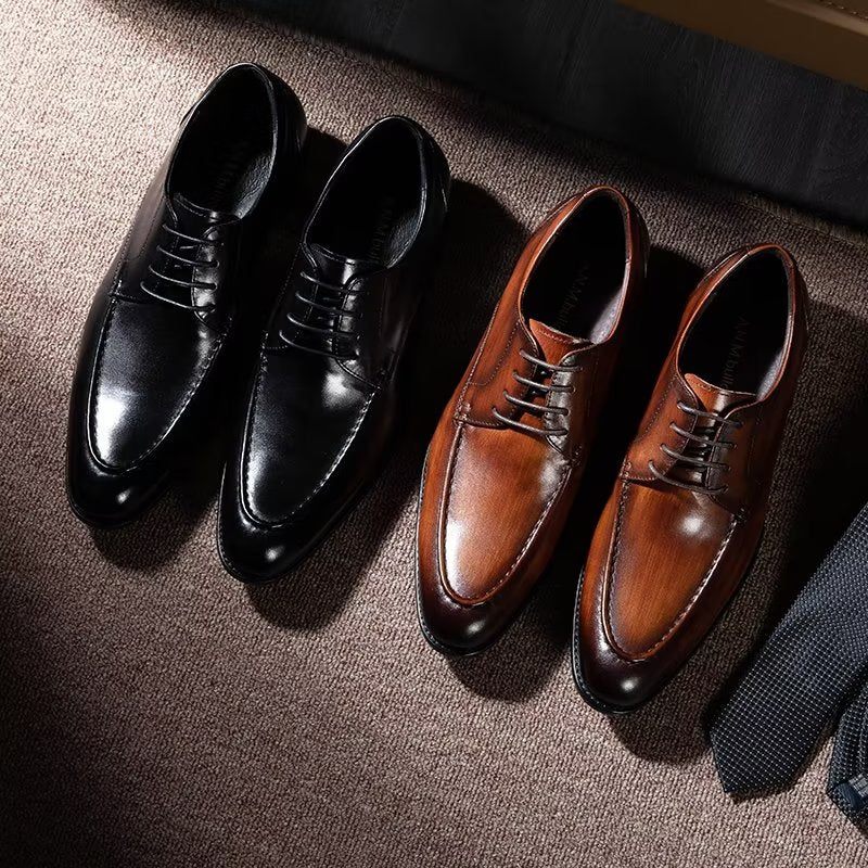 Sapatos Formais Masculinos Com Cadarço Derbies - Preto