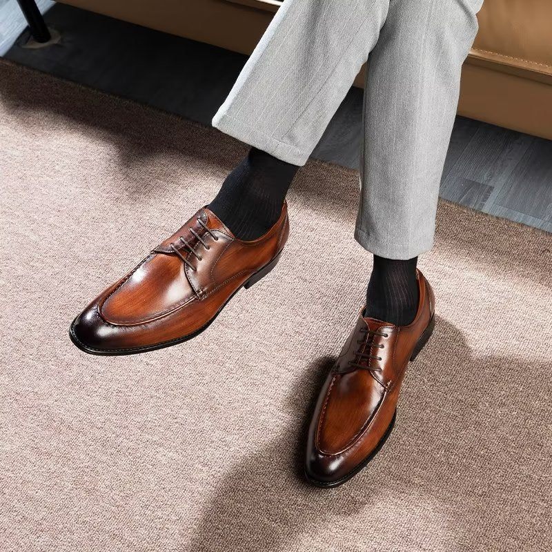 Sapatos Formais Masculinos Com Cadarço Derbies - Café