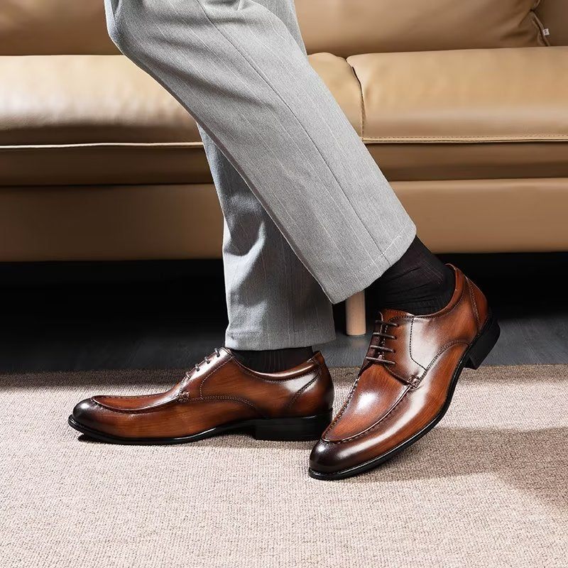 Sapatos Formais Masculinos Com Cadarço Derbies - Café