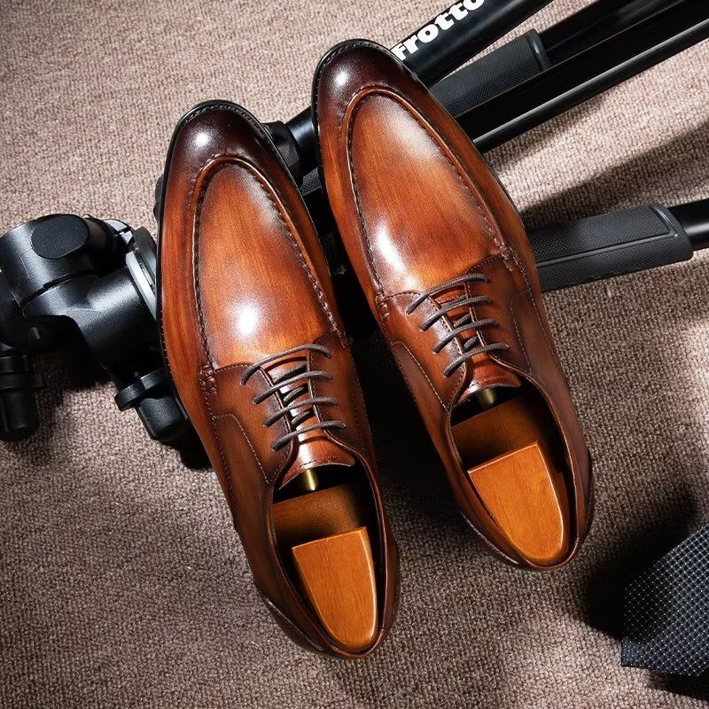 Sapatos Formais Masculinos Com Cadarço Derbies - Café