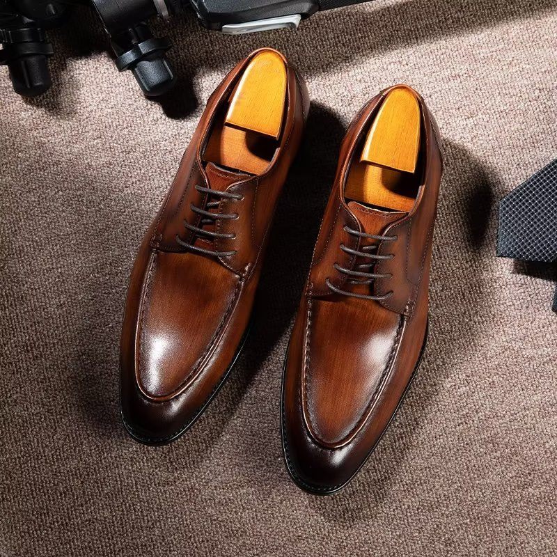 Sapatos Formais Masculinos Com Cadarço Derbies - Café