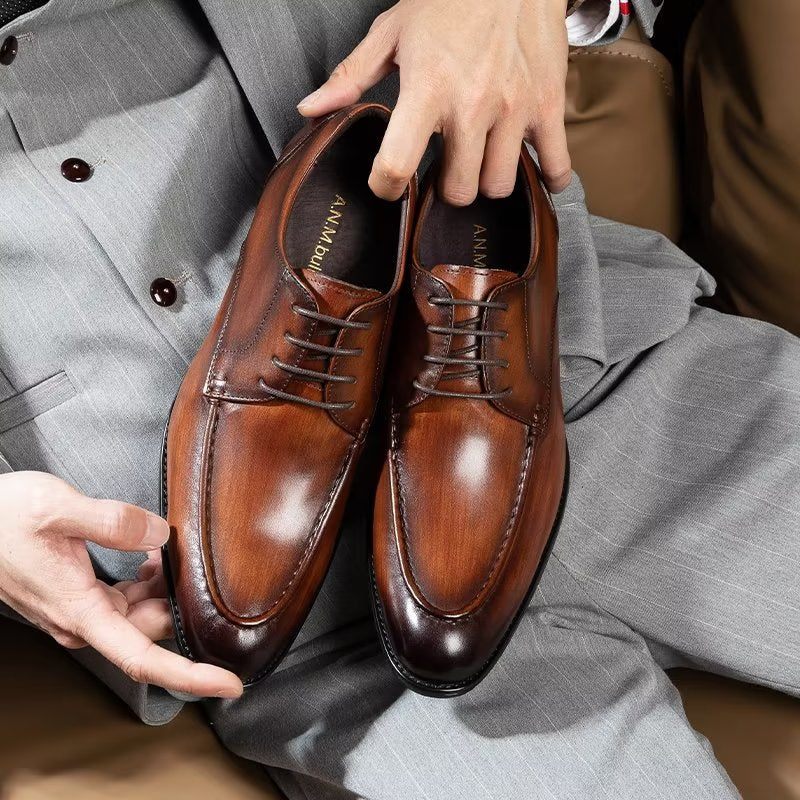 Sapatos Formais Masculinos Com Cadarço Derbies - Café