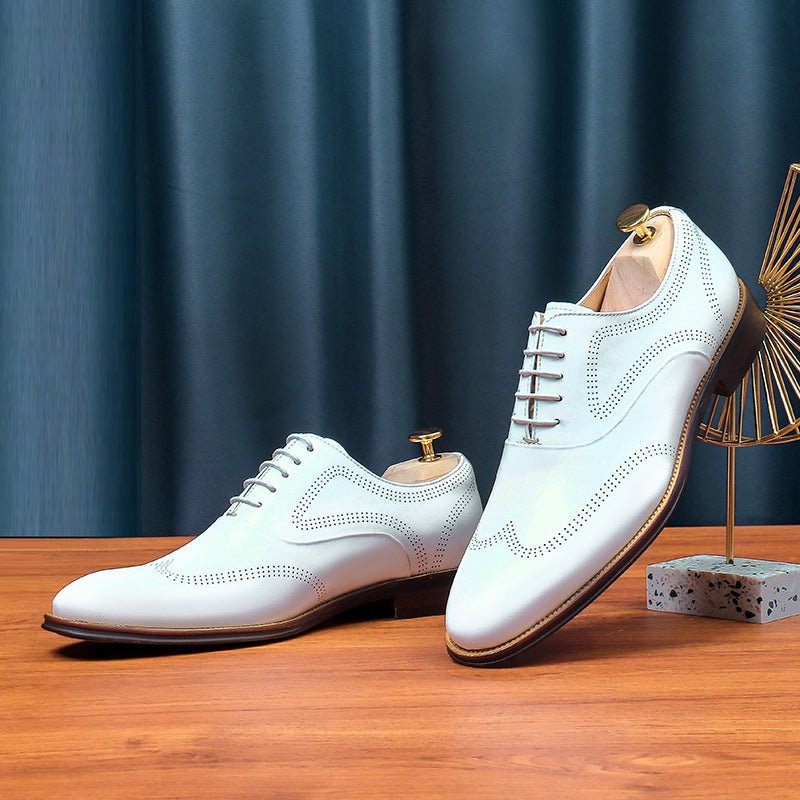 Sapatos Formais Masculinos Com Cadarço E Bico Fino Para Casamento - Branco