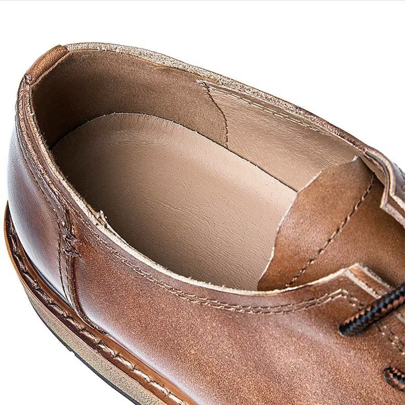 Sapatos Formais Masculinos Com Cadarço E Bico Redondo - Café