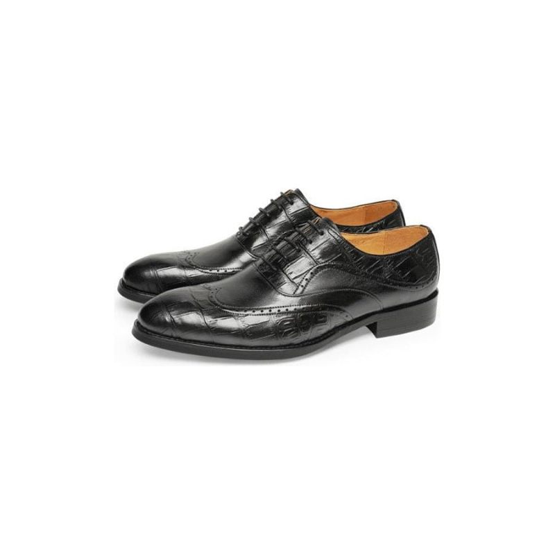 Sapatos Formais Masculinos Com Cadarço E Padrão Jacaré Pontiagudo Oxford