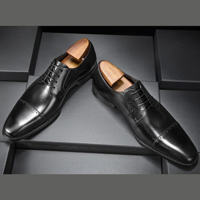 Sapatos Formais Masculinos Com Cadarço Exótico E Casamento - Preto