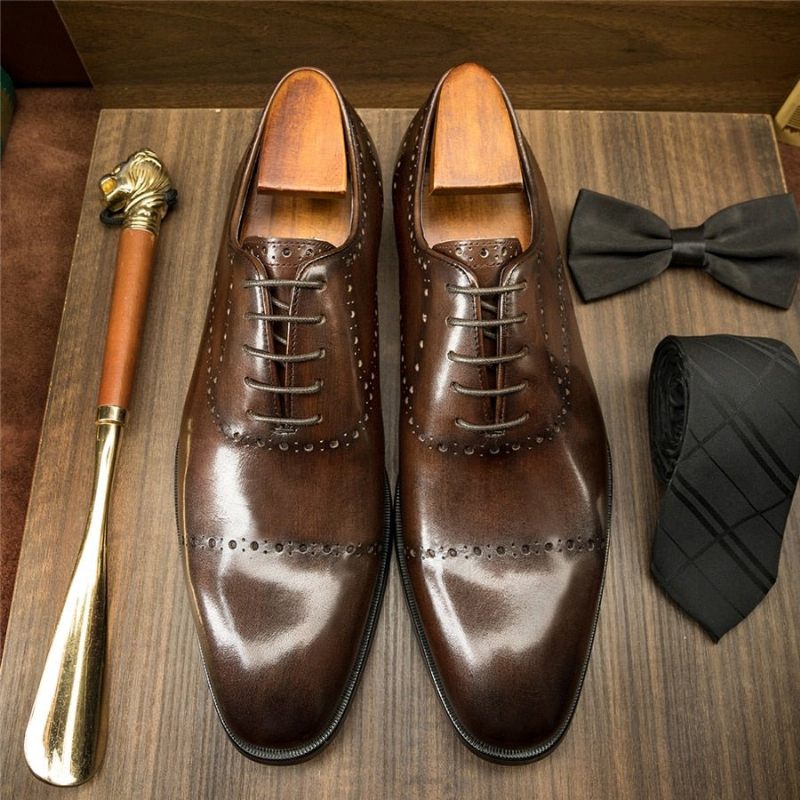 Sapatos Formais Masculinos Com Cadarço Exótico E Sociais Casamento - Café