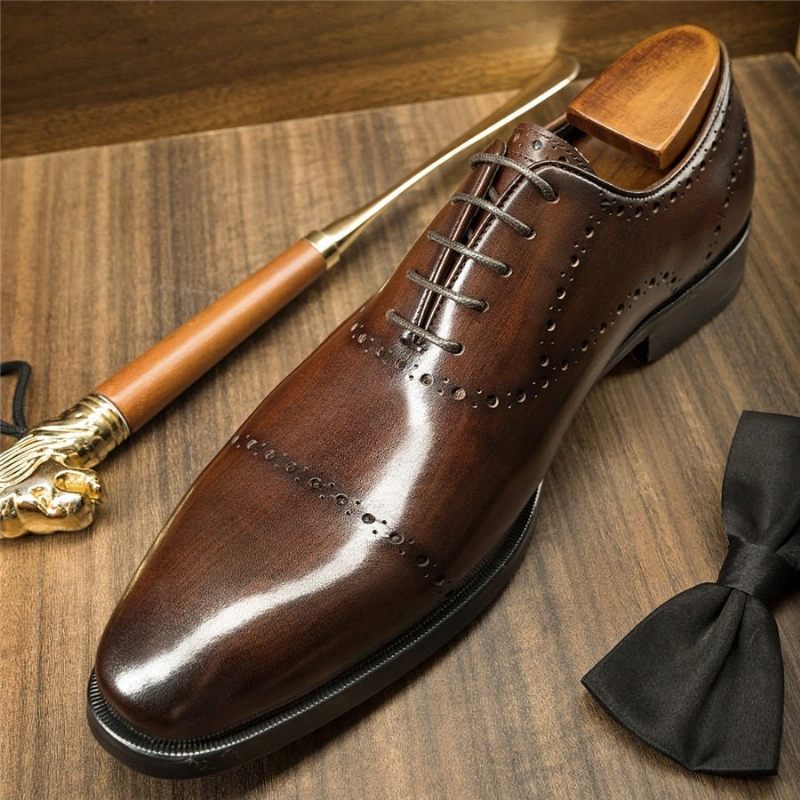 Sapatos Formais Masculinos Com Cadarço Exótico E Sociais Casamento - Café