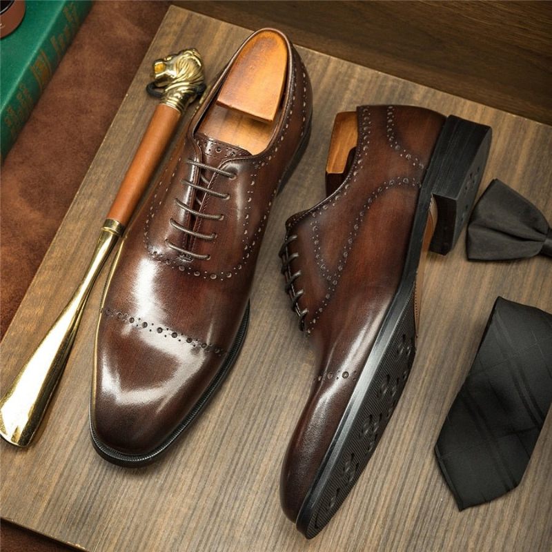 Sapatos Formais Masculinos Com Cadarço Exótico E Sociais Casamento - Café