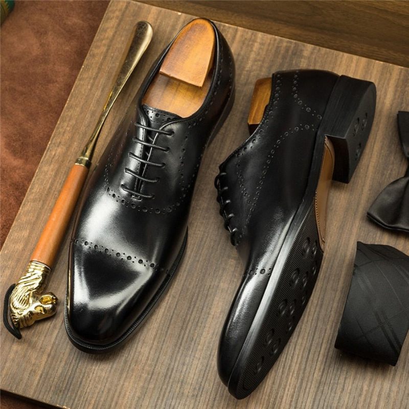 Sapatos Formais Masculinos Com Cadarço Exótico E Sociais Casamento - Preto