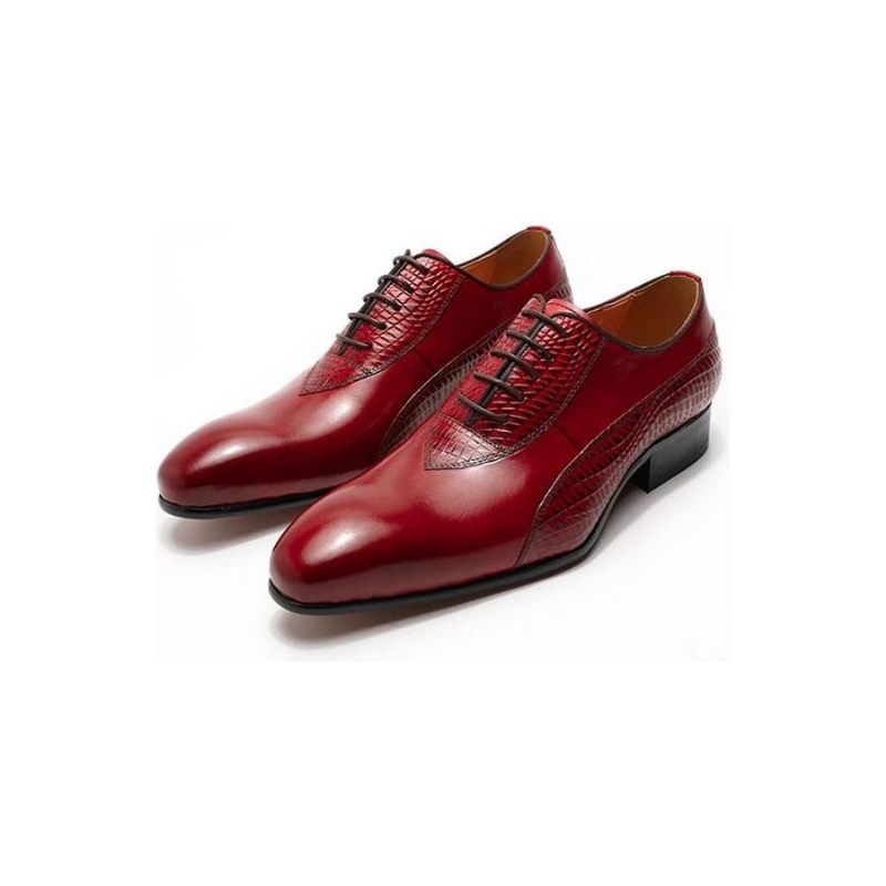 Sapatos Formais Masculinos Com Cadarço Oxford - Vermelho