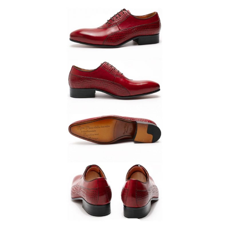 Sapatos Formais Masculinos Com Cadarço Oxford - Vermelho