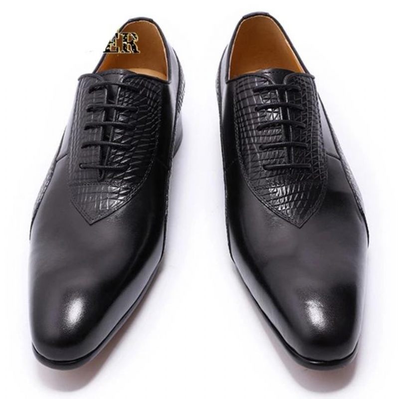 Sapatos Formais Masculinos Com Cadarço Oxford - Preto