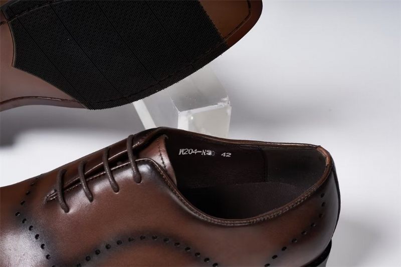 Sapatos Formais Masculinos Com Cadarços Couro Chique Profissional - Marrom