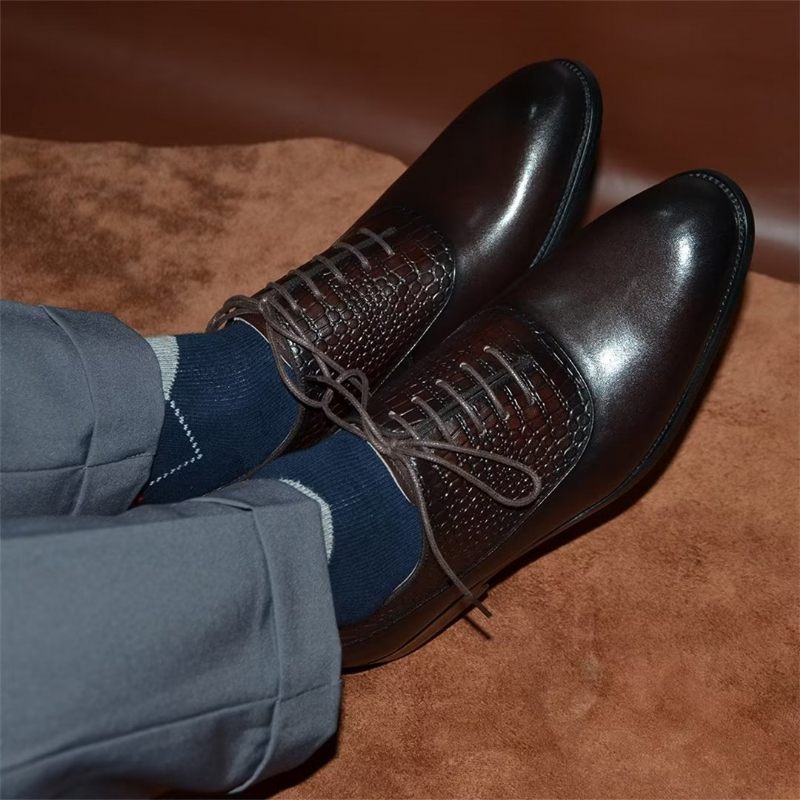 Sapatos Formais Masculinos Com Charme Contemporâneo E Sociais Cadarço - Café