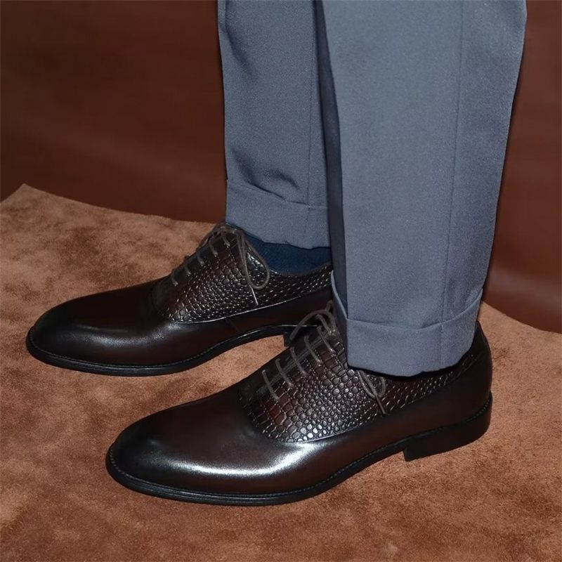 Sapatos Formais Masculinos Com Charme Contemporâneo E Sociais Cadarço - Café