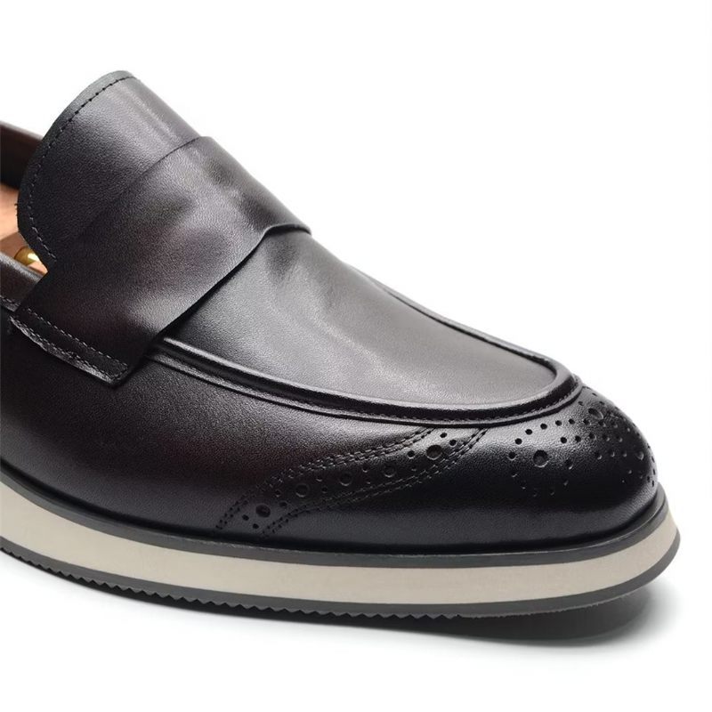 Sapatos Formais Masculinos Com Conforto Urbano E Slip-on - Preto