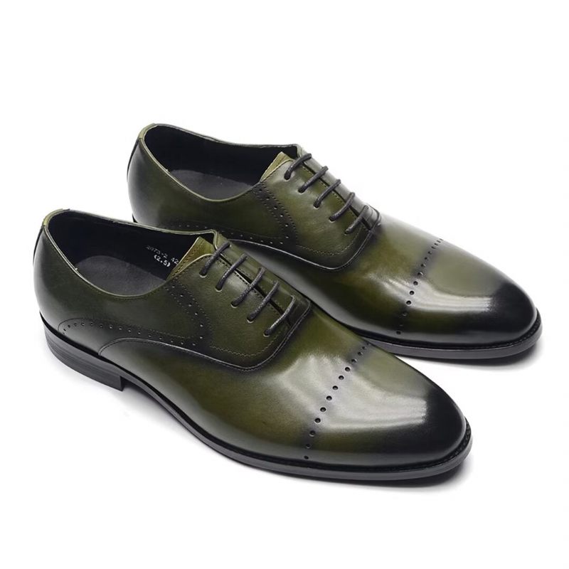 Sapatos Formais Masculinos Com Cordões Couro Casual Refinado - Verde