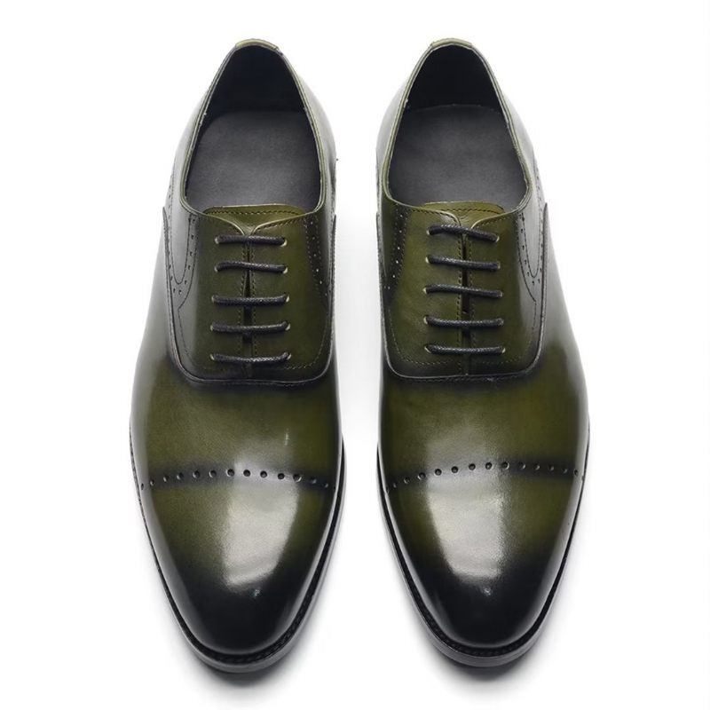 Sapatos Formais Masculinos Com Cordões Couro Casual Refinado - Verde