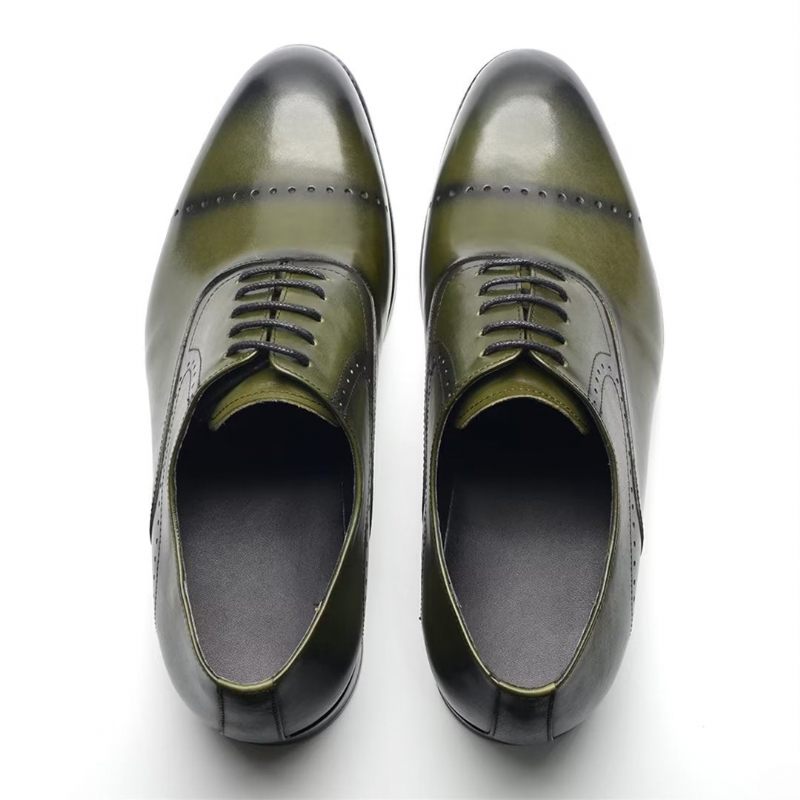 Sapatos Formais Masculinos Com Cordões Couro Casual Refinado - Verde