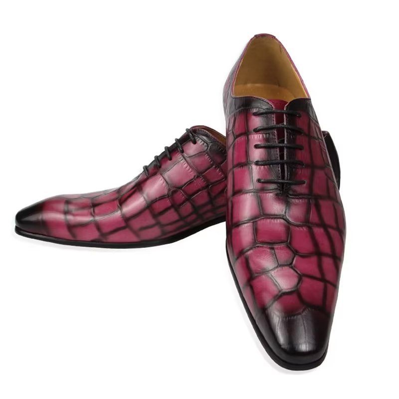 Sapatos Formais Masculinos Com Cordões E Casamento Brogue - Vermelho