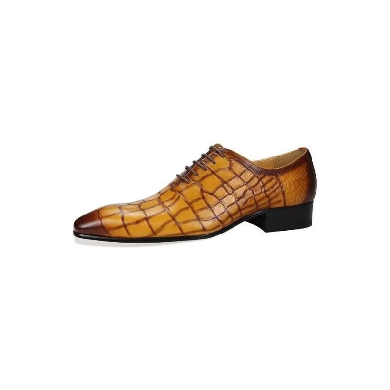 Sapatos Formais Masculinos Com Cordões E Casamento Brogue - Amarelo