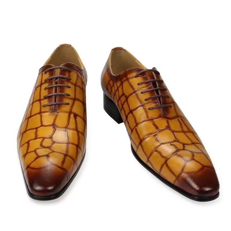 Sapatos Formais Masculinos Com Cordões E Casamento Brogue - Amarelo