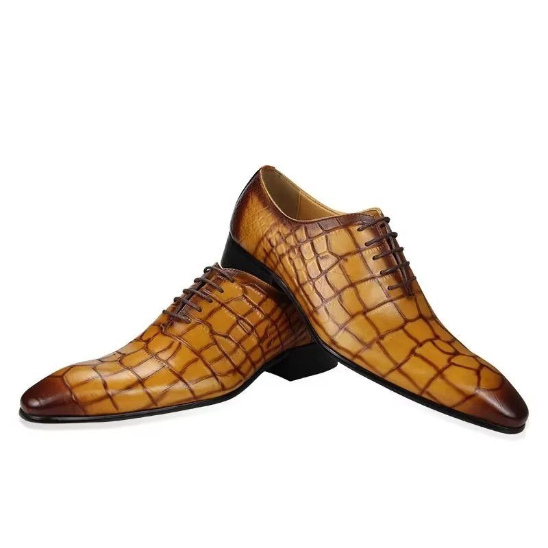 Sapatos Formais Masculinos Com Cordões E Casamento Brogue - Amarelo