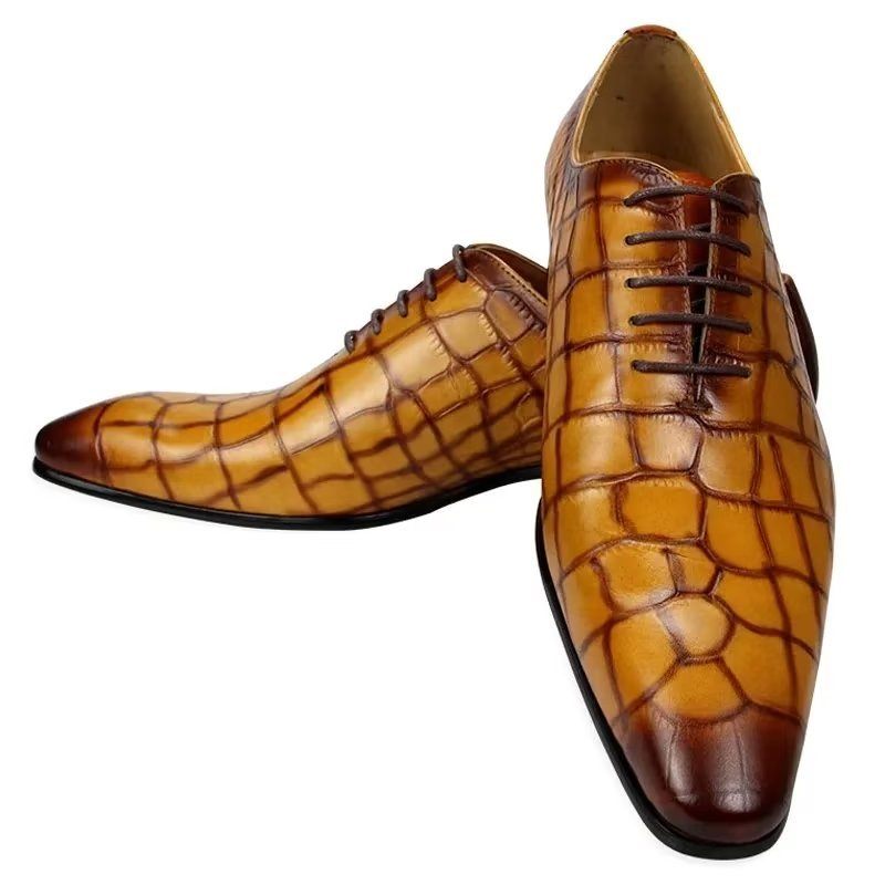 Sapatos Formais Masculinos Com Cordões E Casamento Brogue - Amarelo