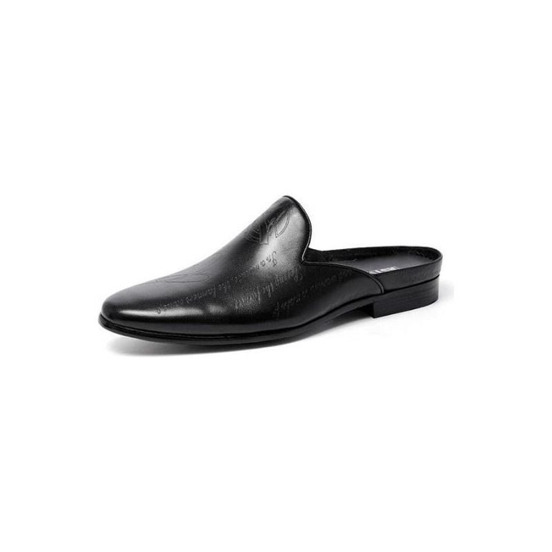 Sapatos Formais Masculinos Com Design Texto Exótico Chinelos Slip-on - Preto