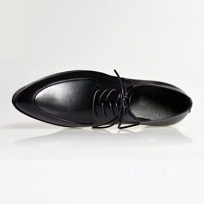 Sapatos Formais Masculinos Com Elegância Em Relevo Bico Fino Sociais Derby - Preto