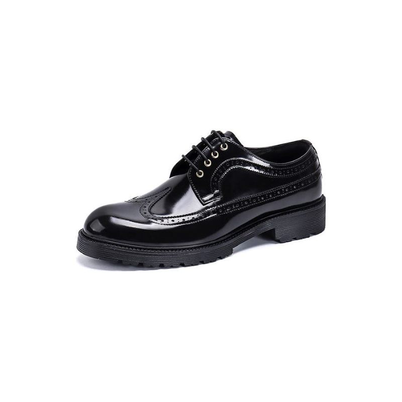 Sapatos Formais Masculinos Com Elegância Em Relevo Bico Redondo Sociais Derby - Preto