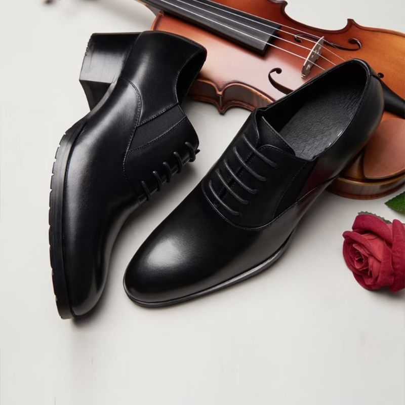 Sapatos Formais Masculinos Com Elegância Em Relevo E Bico Fino Oxford - Preto