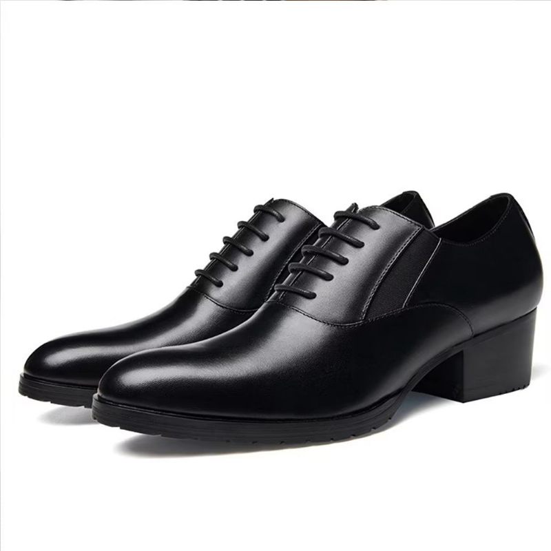 Sapatos Formais Masculinos Com Elegância Em Relevo E Bico Fino Oxford - Preto