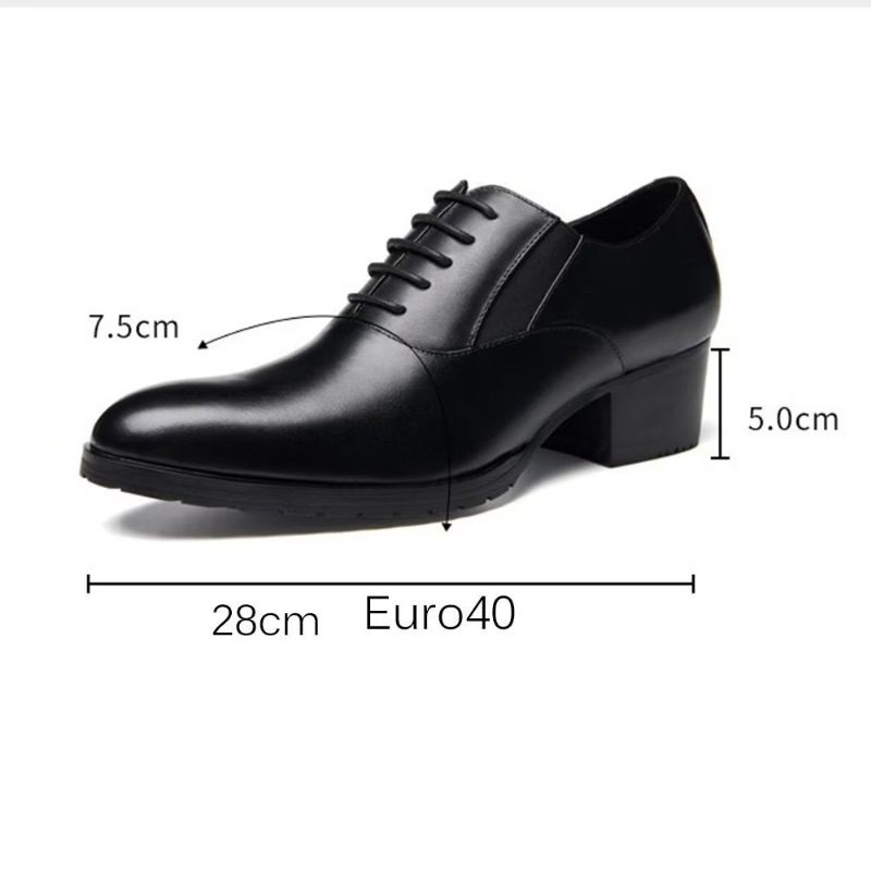 Sapatos Formais Masculinos Com Elegância Em Relevo E Bico Fino Oxford - Preto