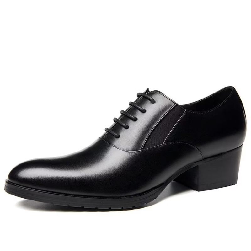 Sapatos Formais Masculinos Com Elegância Em Relevo E Bico Fino Oxford - Preto