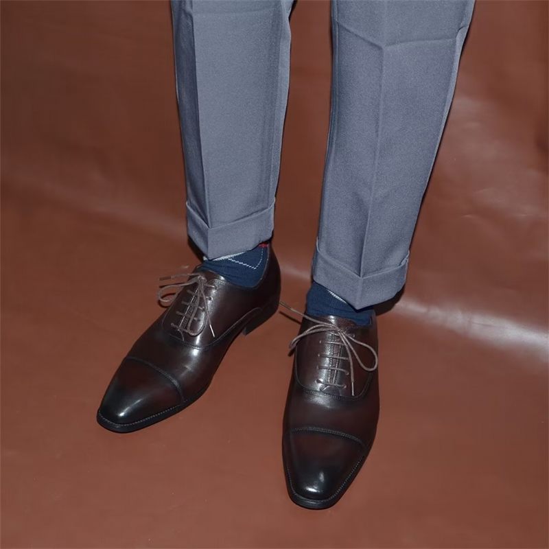 Sapatos Formais Masculinos Com Elegância Suave E Deslizamento Em Sociais - Café