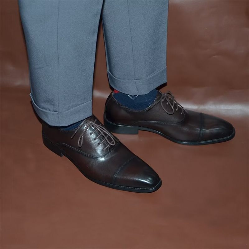 Sapatos Formais Masculinos Com Elegância Suave E Deslizamento Em Sociais - Café