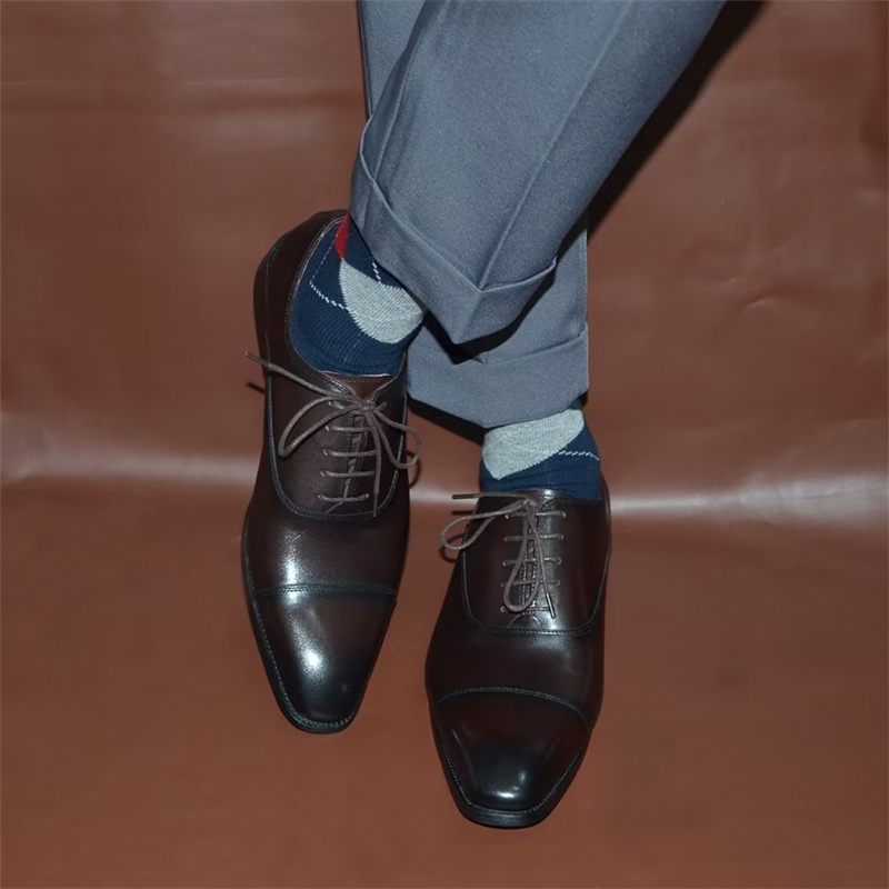 Sapatos Formais Masculinos Com Elegância Suave E Deslizamento Em Sociais - Café