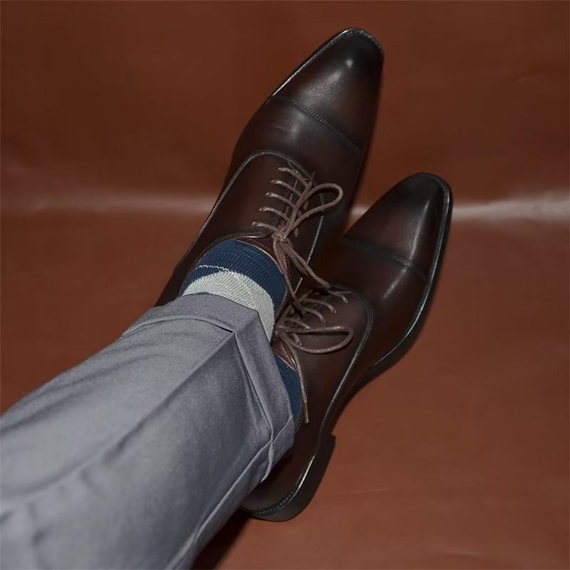 Sapatos Formais Masculinos Com Elegância Suave E Deslizamento Em Sociais - Café