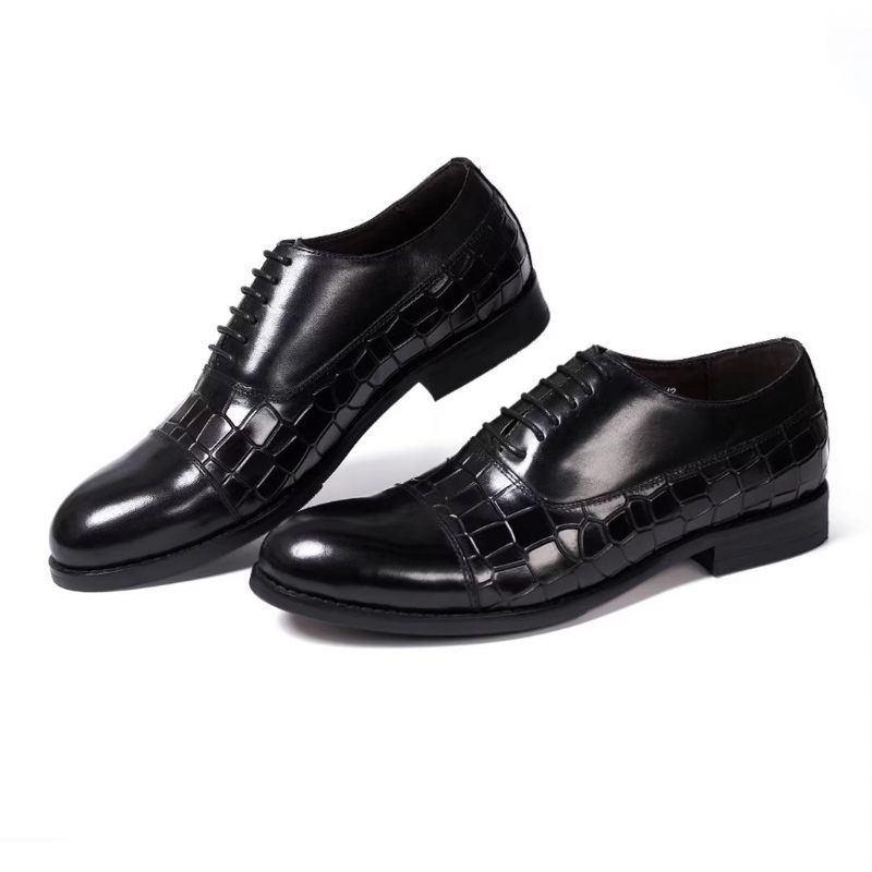 Sapatos Formais Masculinos Com Enchimento Couro Executivo - Preto 