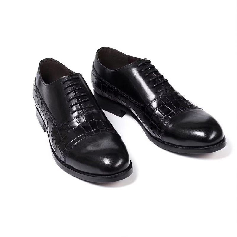 Sapatos Formais Masculinos Com Enchimento Couro Executivo - Preto 