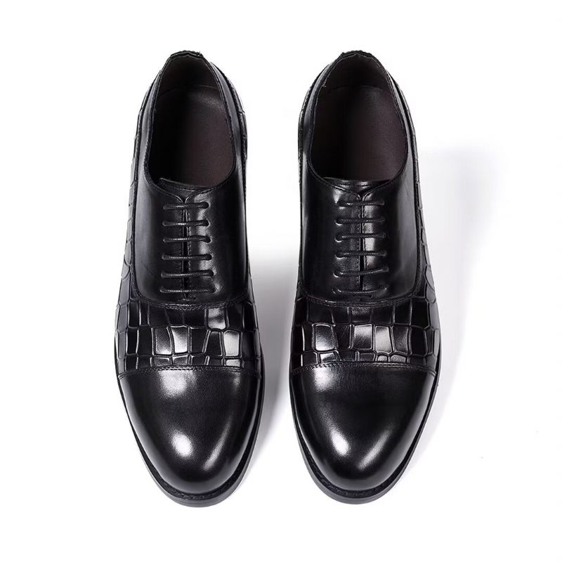 Sapatos Formais Masculinos Com Enchimento Couro Executivo - Preto 