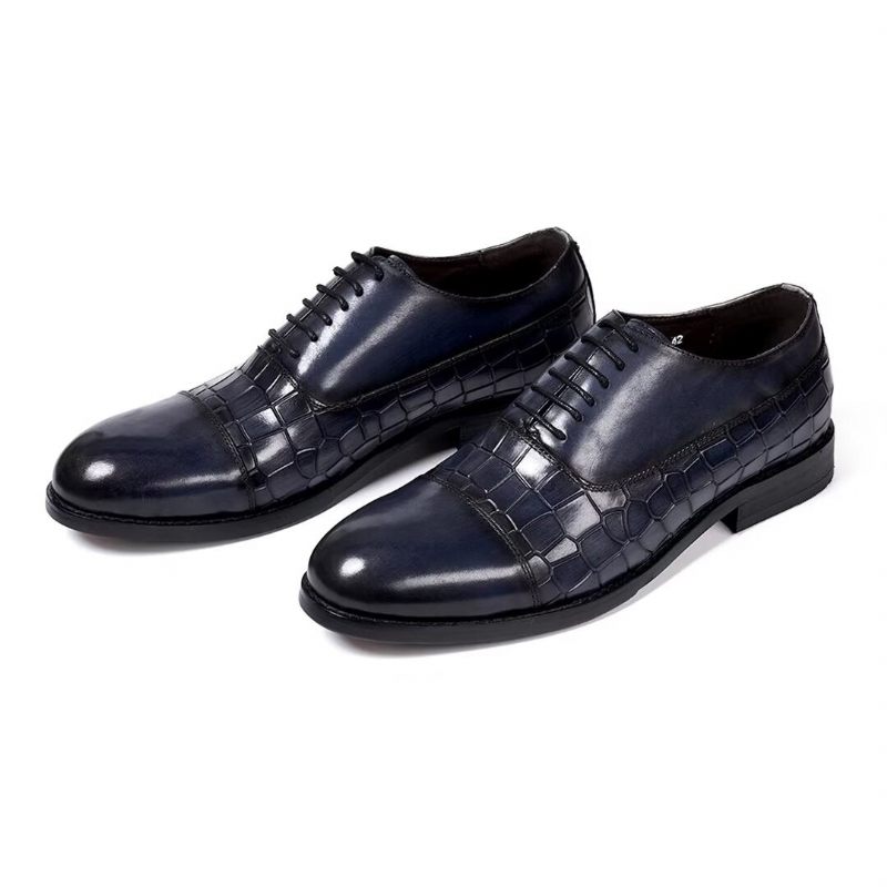 Sapatos Formais Masculinos Com Enchimento Couro Executivo -  Azul