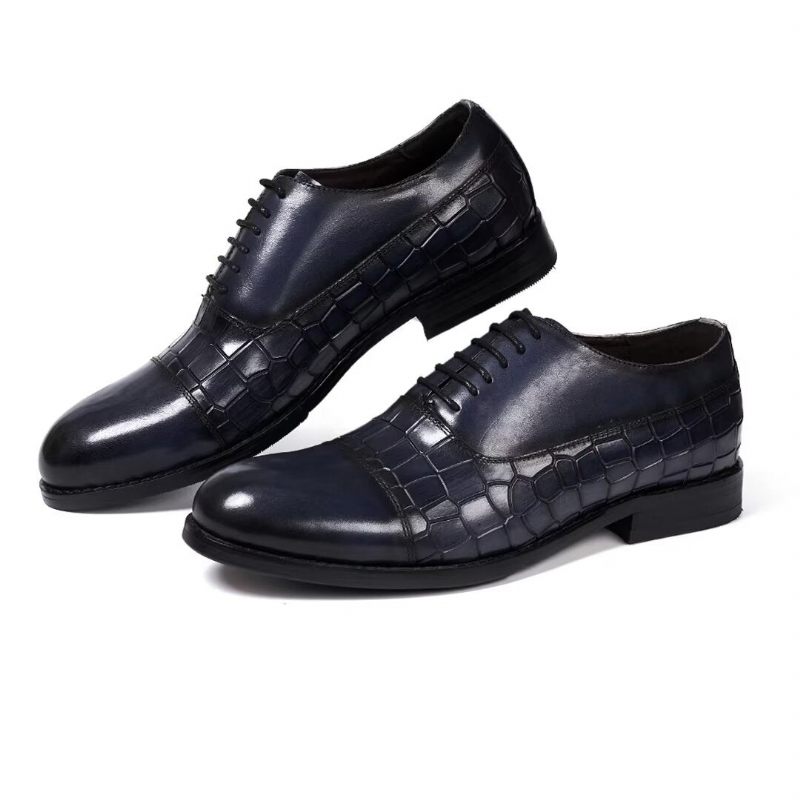 Sapatos Formais Masculinos Com Enchimento Couro Executivo -  Azul