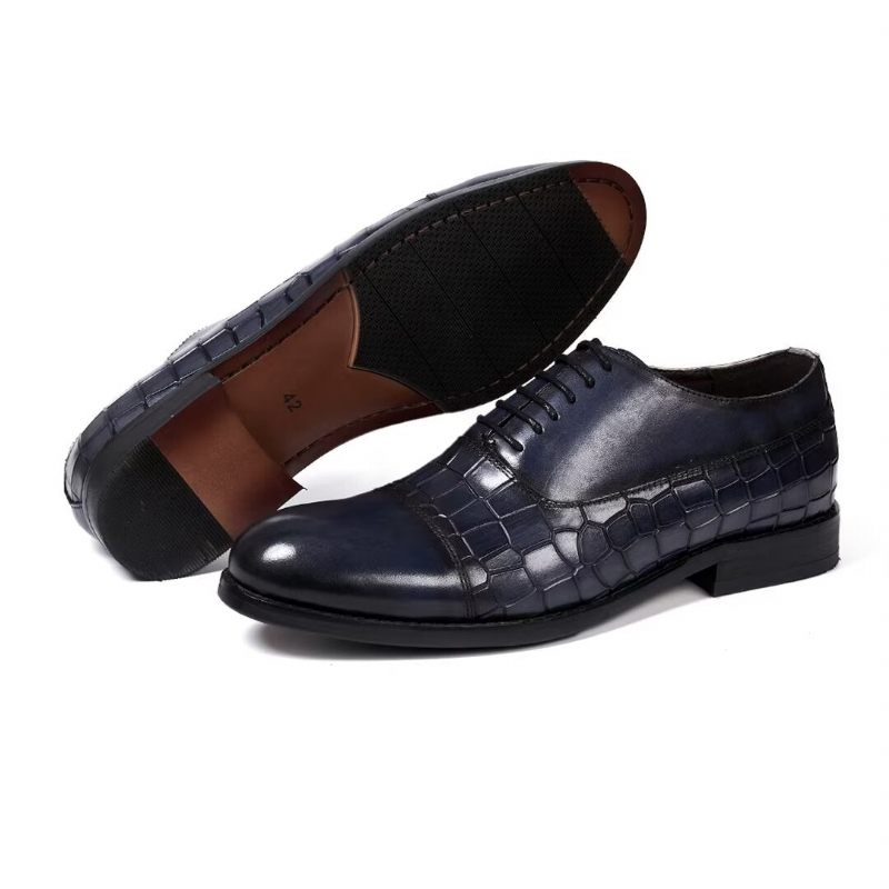 Sapatos Formais Masculinos Com Enchimento Couro Executivo -  Azul